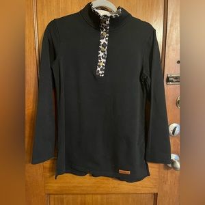 Marley Lilly black ‘quarter zip’ with leopard print accent